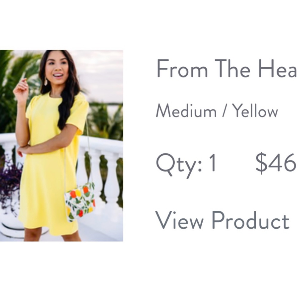 Yellow Short Sleeve Mini Dress (Women’s) - Picture 5 of 8